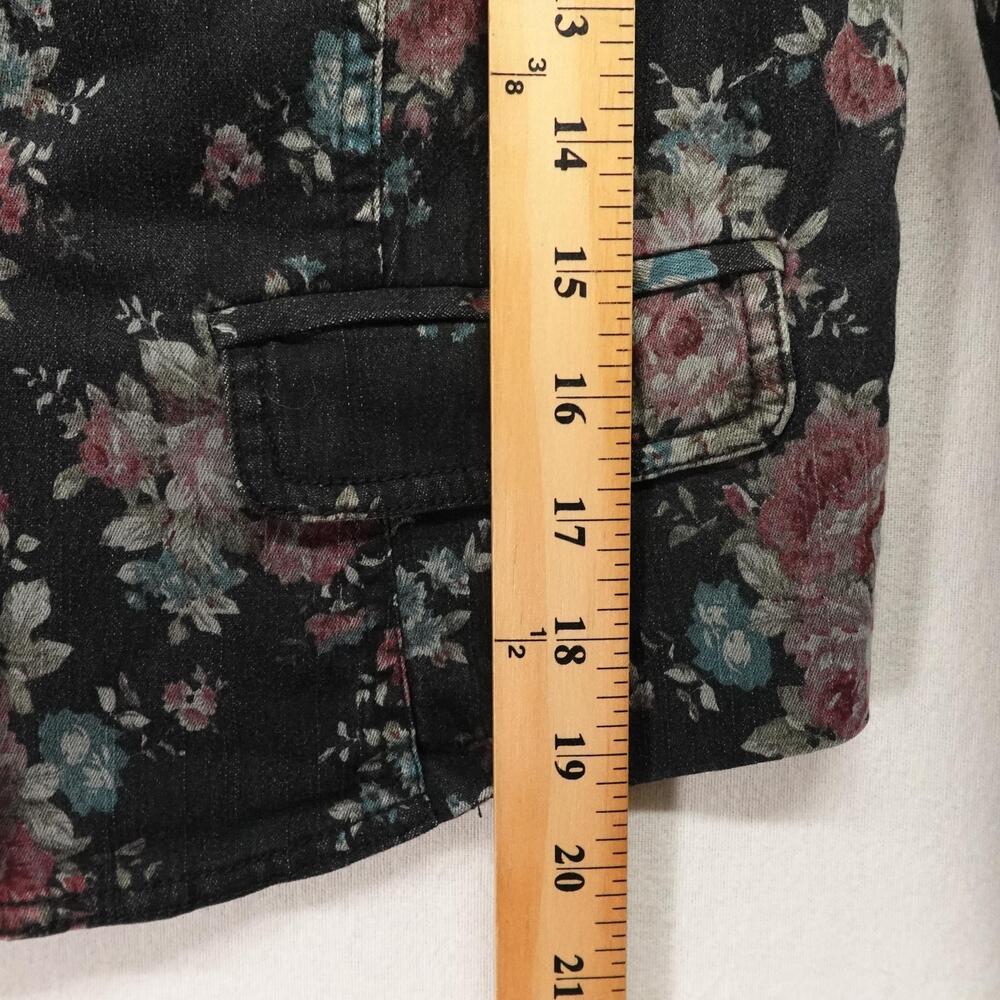 Free People Blazer Womens 12 Black Floral Cropped Boho Feminine Cottage - Picture 5 of 8